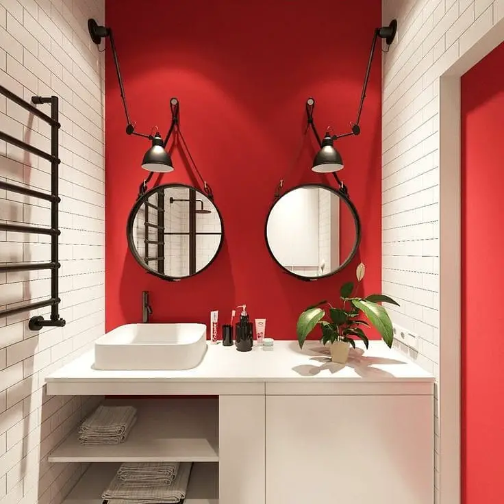 red bathroom design